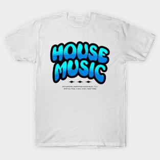 HOUSE MUSIC - Bubble Outline Two Tone (Black/blue) T-Shirt